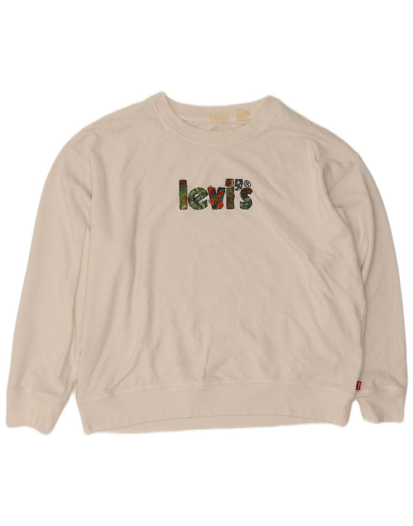 Levi's Womens Graphic Sweatshirt Jumper UK 18 XL White Cotton