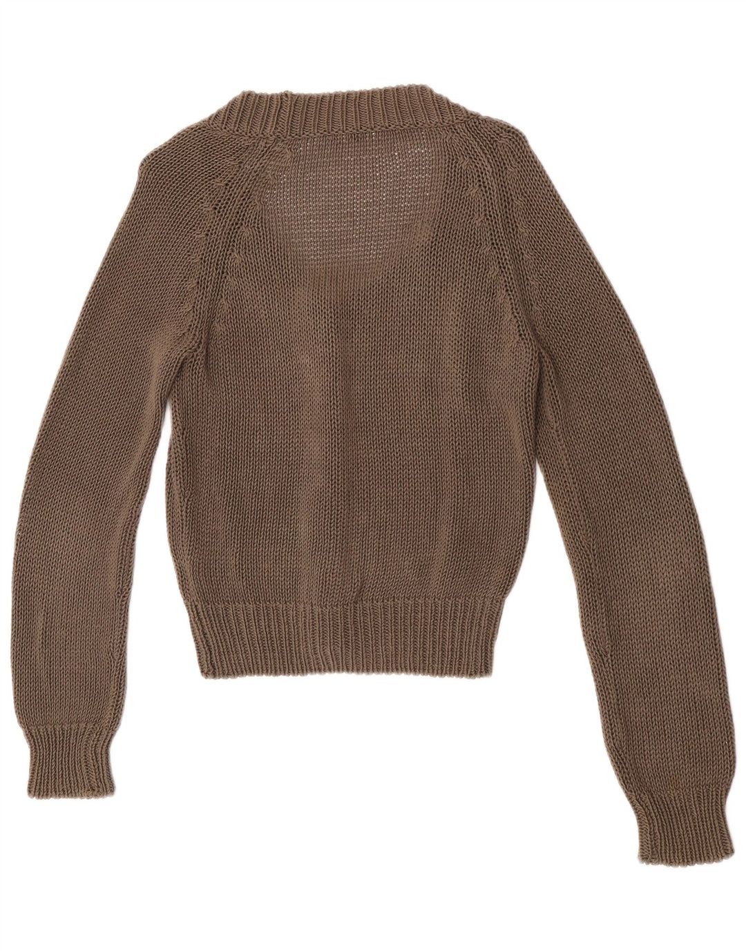 Vintage dame cardigan sweater UK 12 medium brun bomuld