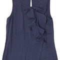 Oasis Dame ærmeløs bluse Top UK 12 Mellem marineblå plettet polyester