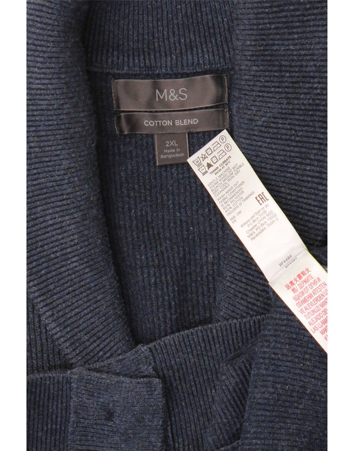 Marks & Spencer herre cardigan sweater 2XL marineblå polyester