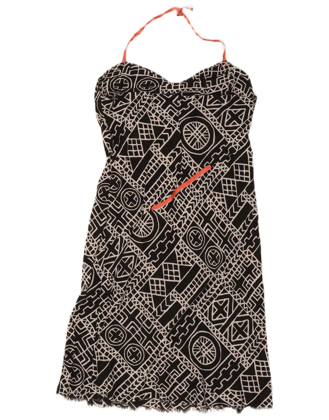 Diesel Dame Halter Dress UK 12 Medium Sort Geometrisk Bomuld