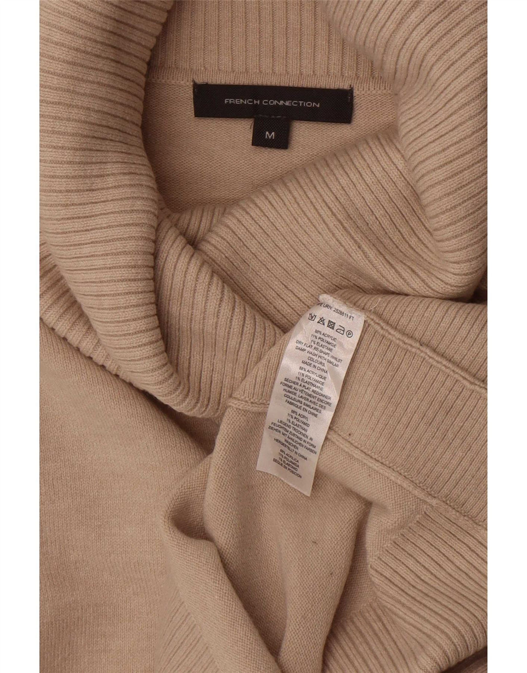 French Connection Dame Roll Neck Jumper Sweater UK 14 Medium Beige