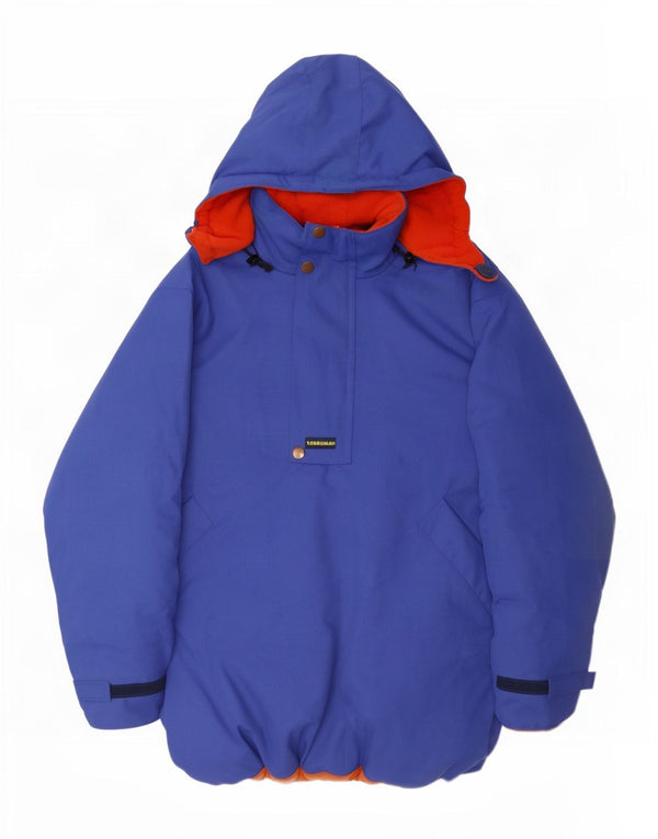 Vintage Herre Crop Hætte Anorak Skijakke One Size Blå