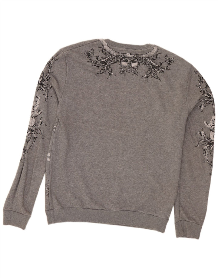 Zara Herre Grafisk Sweatshirt Jumper Medium Grey Floral Bomuld