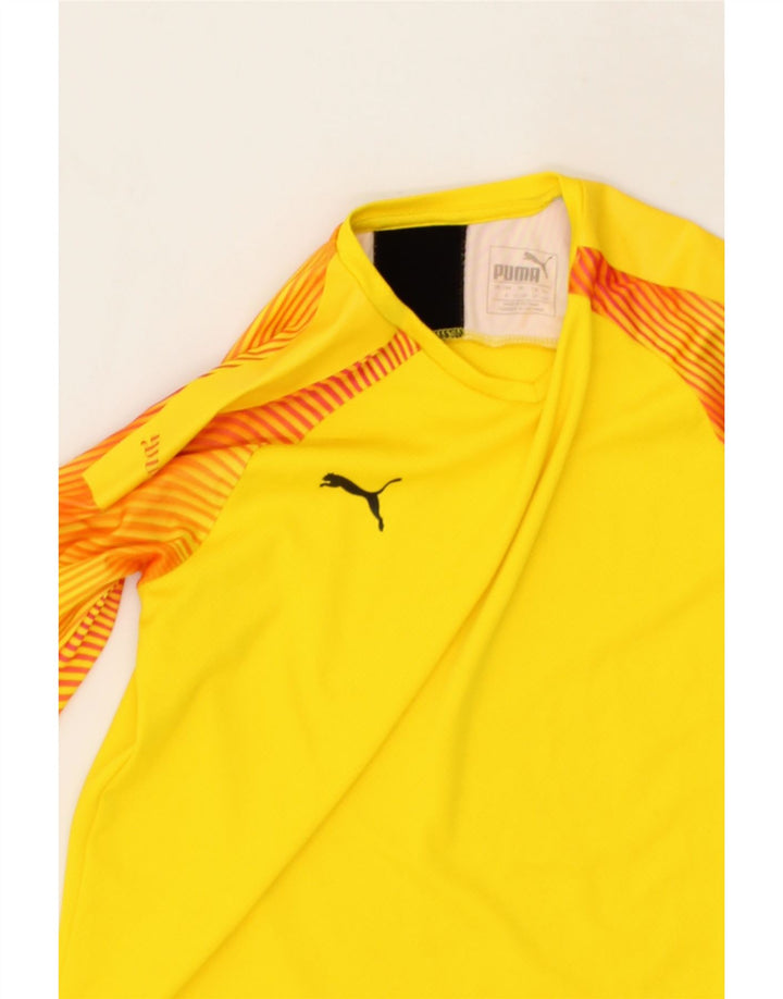 PUMA Boys Top Long Sleeve 11-12 Years Yellow Striped Polyester Vintage Puma and Second-Hand Puma from Messina Hembry 