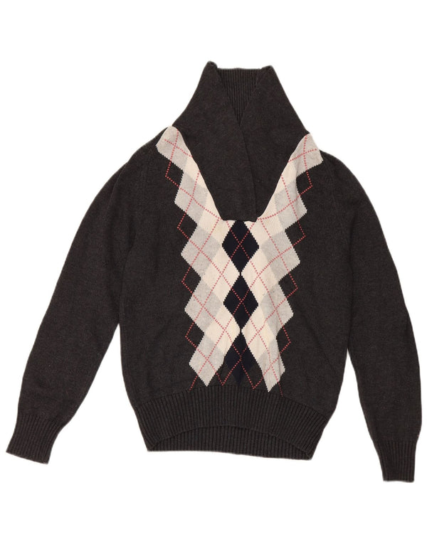 Tommy Hilfiger Dame Shawl Neck Jumper Sweater UK 14 Large Grå