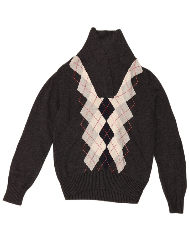 Tommy Hilfiger Dame Shawl Neck Jumper Sweater UK 14 Large Grå