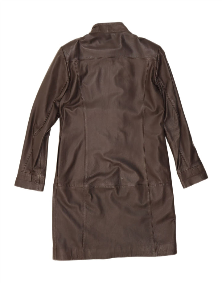 OLLY & CO Womens Leather Coat UK 12 Medium Brown Leather Vintage Olly & Co and Second-Hand Olly & Co from Messina Hembry 