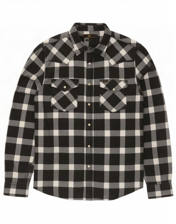 Lee Herre Slim Fit Flanellskjorte Medium Sort Ternet Bomuld