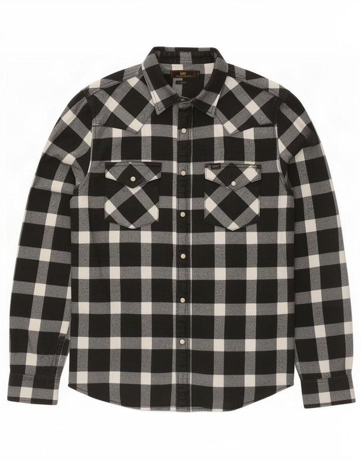 Lee Herre Slim Fit Flanellskjorte Medium Sort Ternet Bomuld