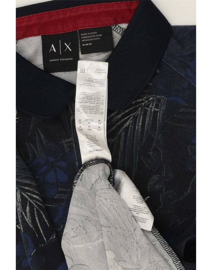 Armani Exchange Herre Polo Shirt Medium Blue Floral Bomuld
