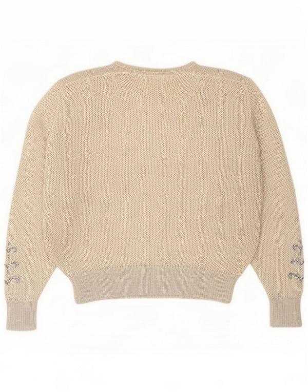 Vintage Womens Boat Neck Jumper Sweater UK 16 Large Beige Flecked