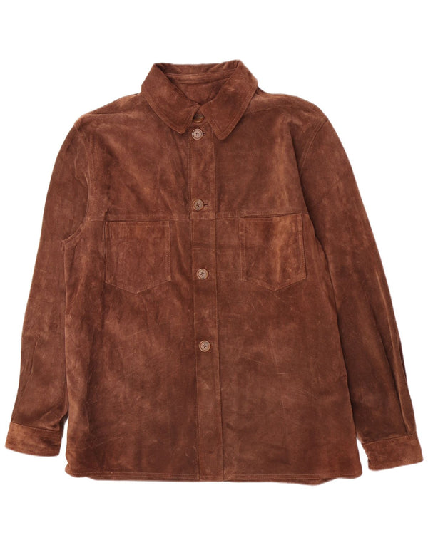 Vintage Mens Suede Shirt IT 50 Medium Brown