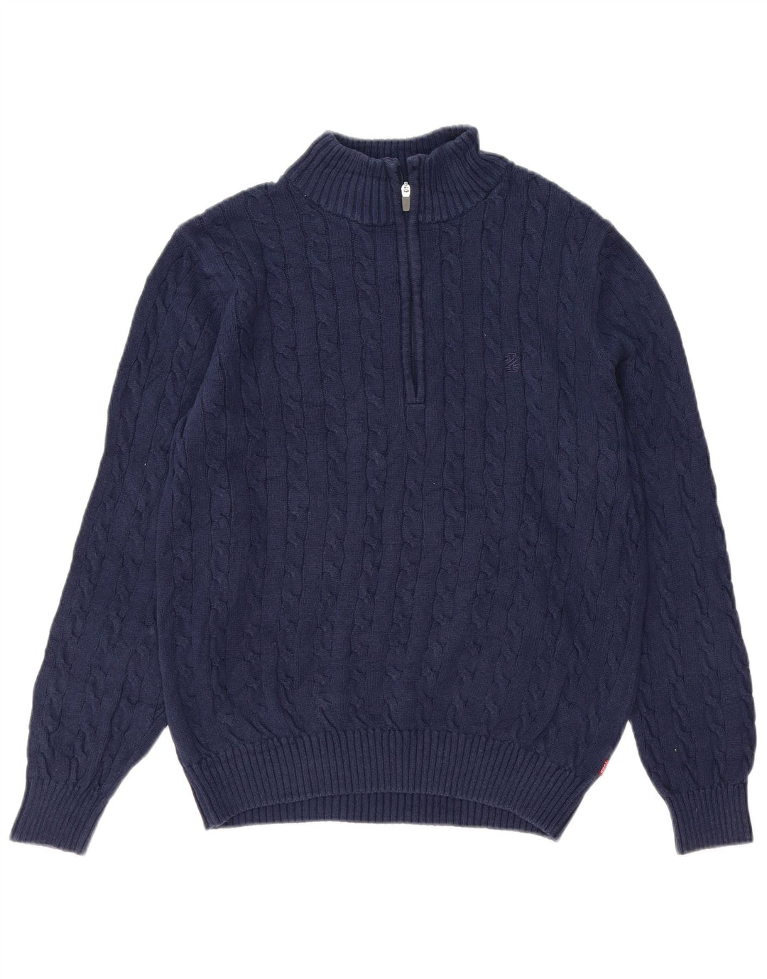 Izod Herre Zip Neck Jumper Sweater Medium Navy Blue Bomuld