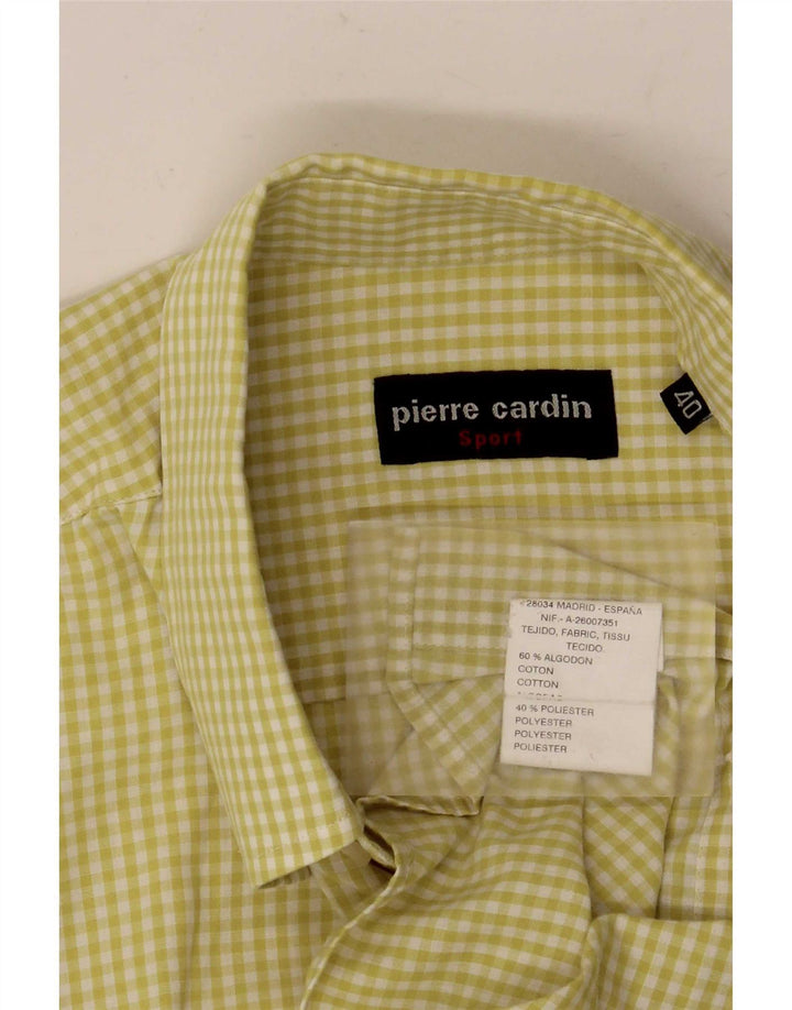 Pierre Cardin Herre kortærmet skjorte str. 40 Medium Yellow Gingham Cotton