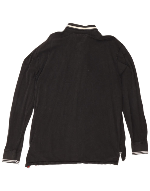 Napapijri Mens Graphic Long Sleeve Polo Shirt 3XL Black Striped Cotton