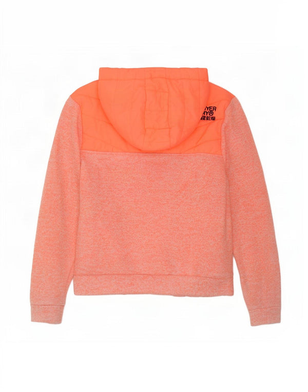 Superdry hættetrøje til kvinder med lynlås UK 16 Large Orange Flecked Polyester