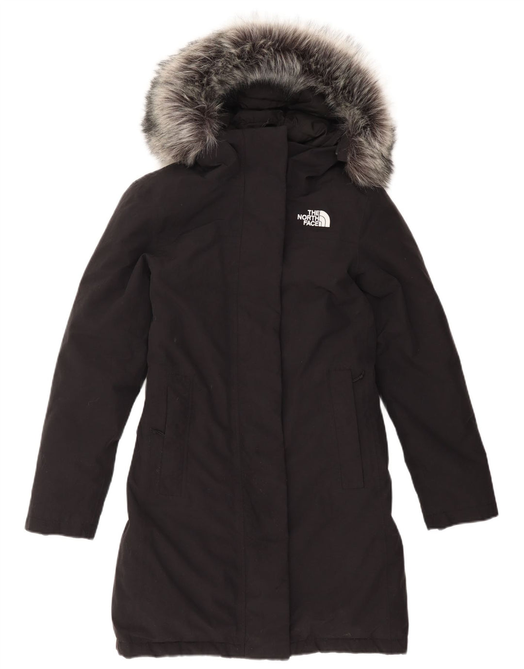 THE NORTH FACE Dameoversized hættepolstret frakke UK 6 XS sort nylon