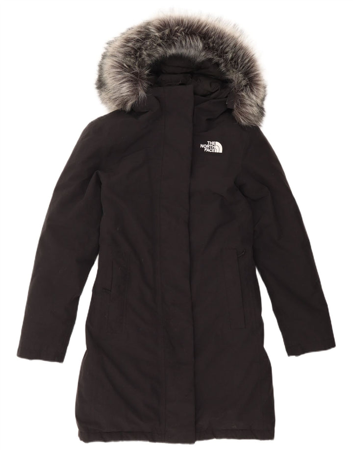 THE NORTH FACE Dameoversized hættepolstret frakke UK 6 XS sort nylon