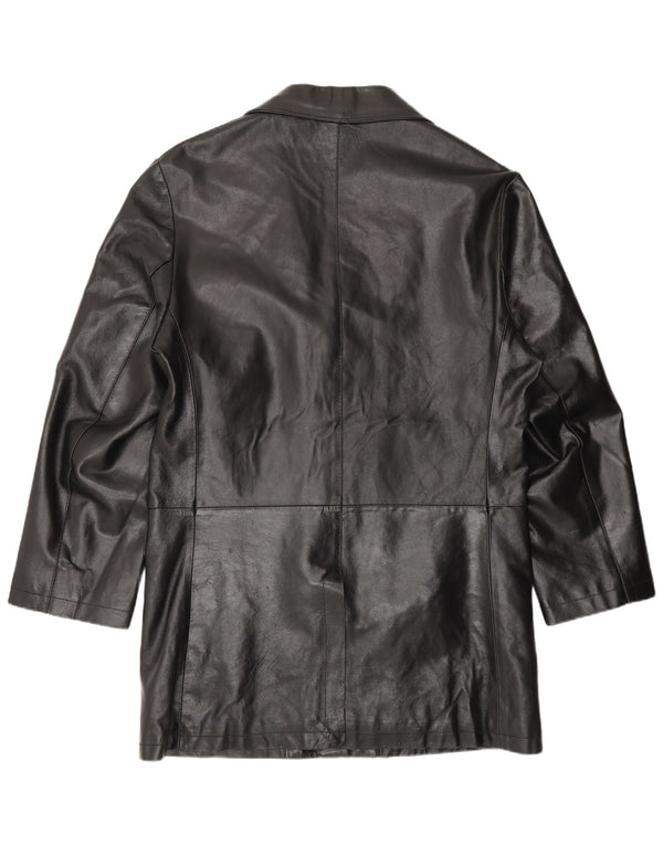 Vintage Mens Leather Coat IT 56 3XL Black Leather
