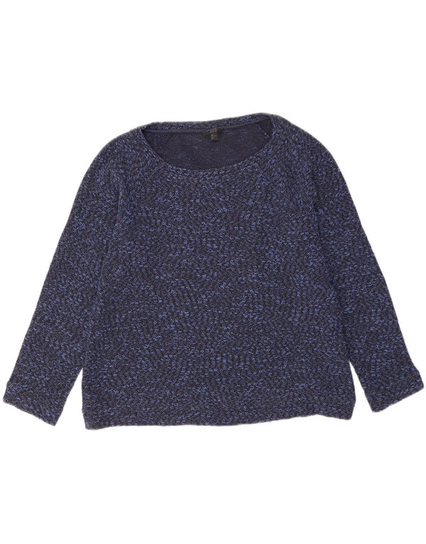 Cos Dame Oversized Boat Neck Jumper Sweater UK 16 Large Navy Blue Flecked