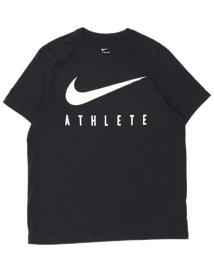 Nike Herre Dri Fit Grafisk T-Shirt Top Stor Sort Polyester