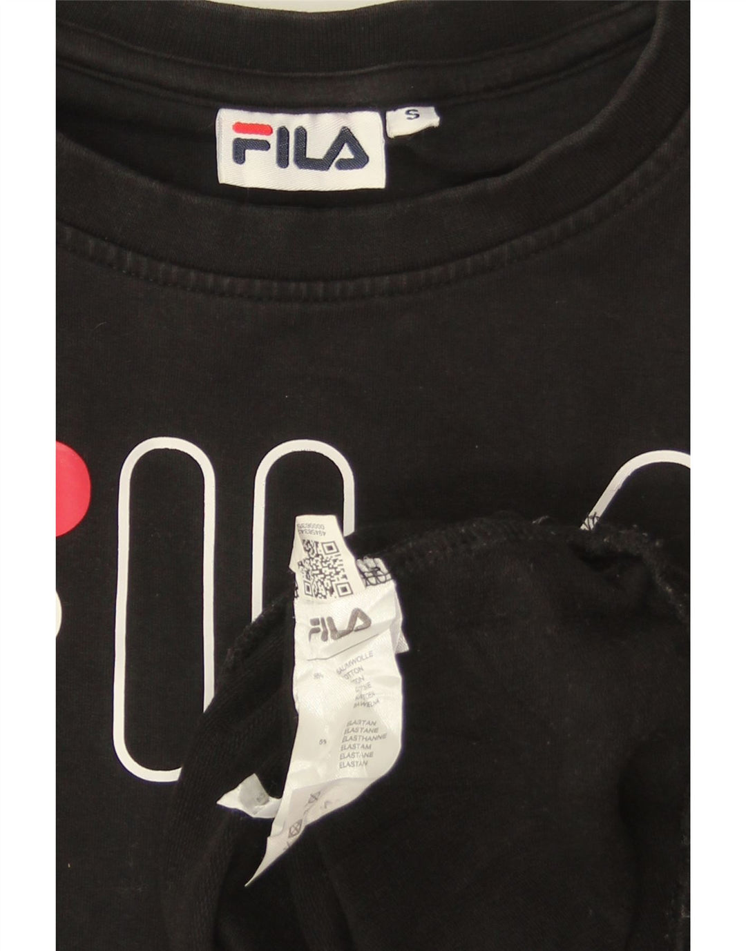 FILA Dame Oversized Grafisk Sweatshirt Jumper UK 10 Small Black Bomuld