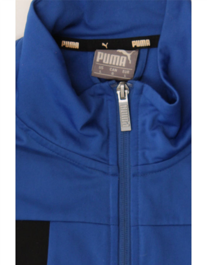 PUMA Mens Tracksuit Top Jacket Large Blue Colourblock Polyester Vintage Puma and Second-Hand Puma from Messina Hembry 