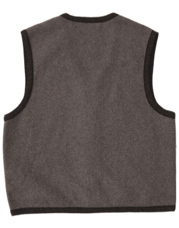 Gin Tonic Herre Ærmeløs Cardigan Sweater Stor Grå Geometrisk Uld