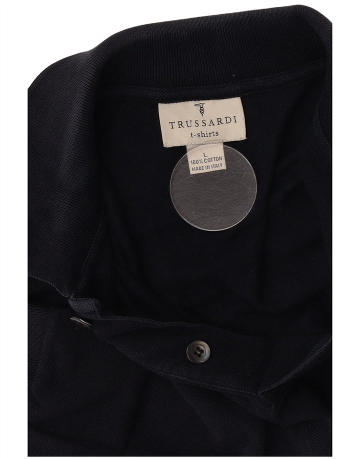 Trussardi herre poloskjorte stor marineblå bomuld