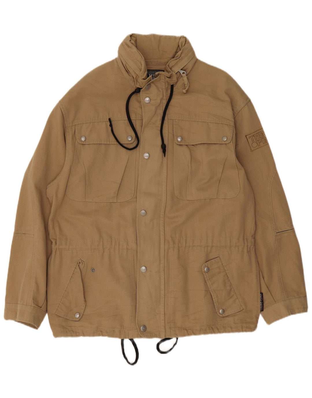 Tænk Pink Herre Hooded Utility Jacket IT 52 XL Beige Bomuld