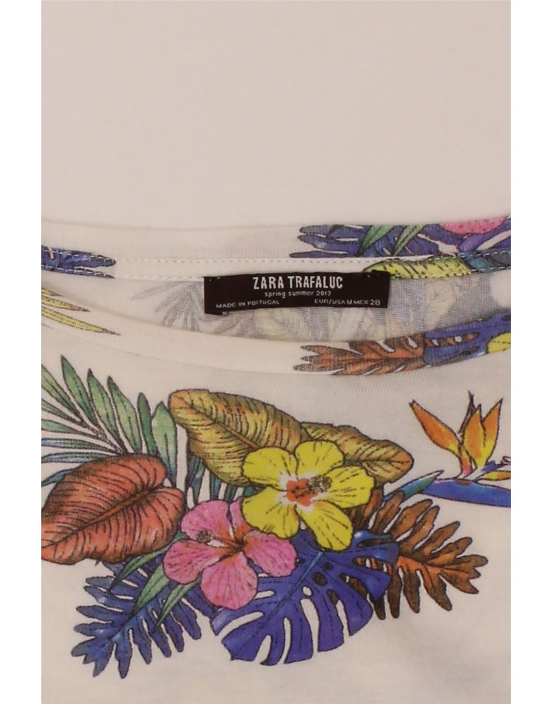ZARA Womens Blouse Top UK 12 Medium White Floral Vintage Zara and Second-Hand Zara from Messina Hembry 