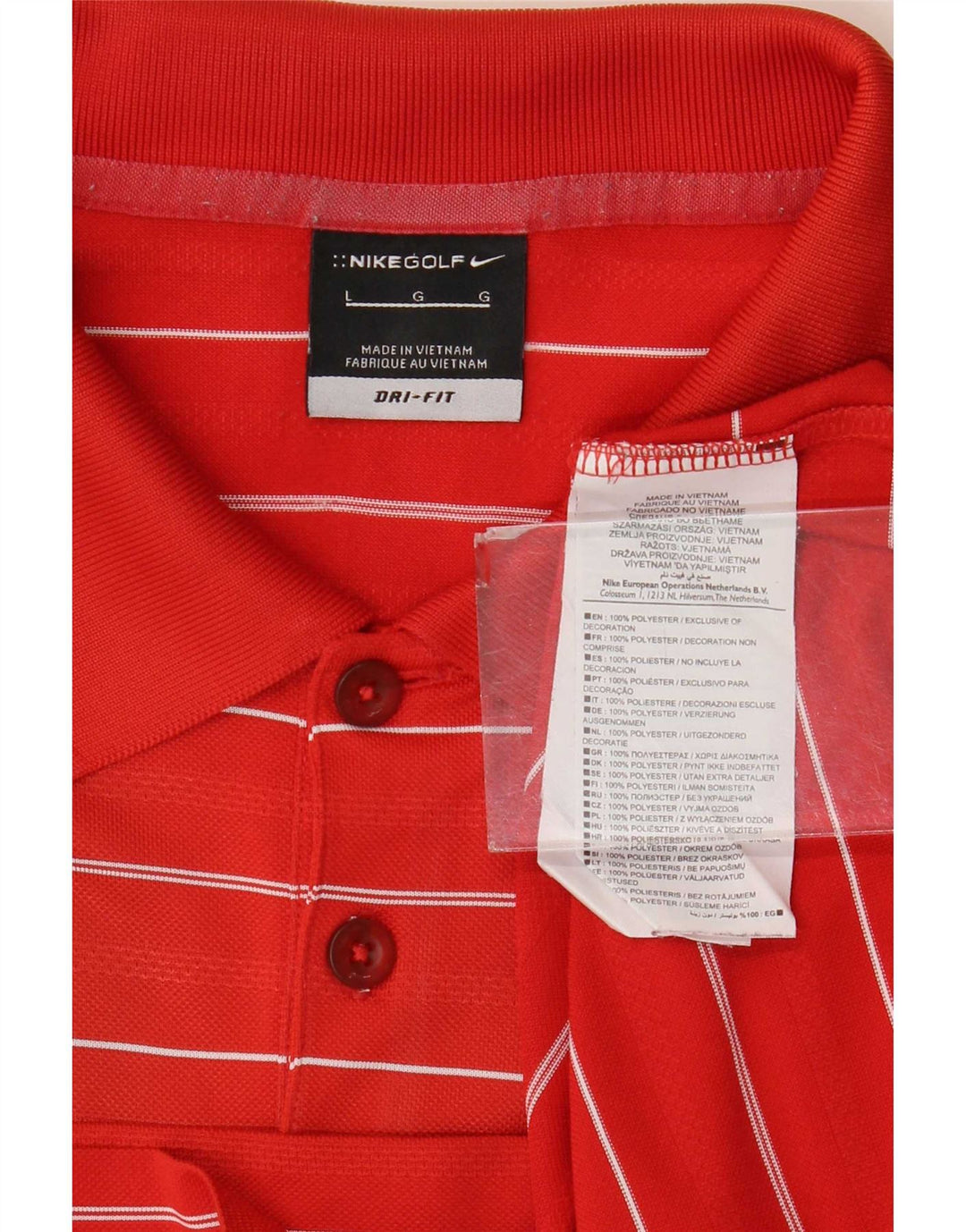 Nike Dri Fit poloshirt til mænd, stor rødstribet polyester