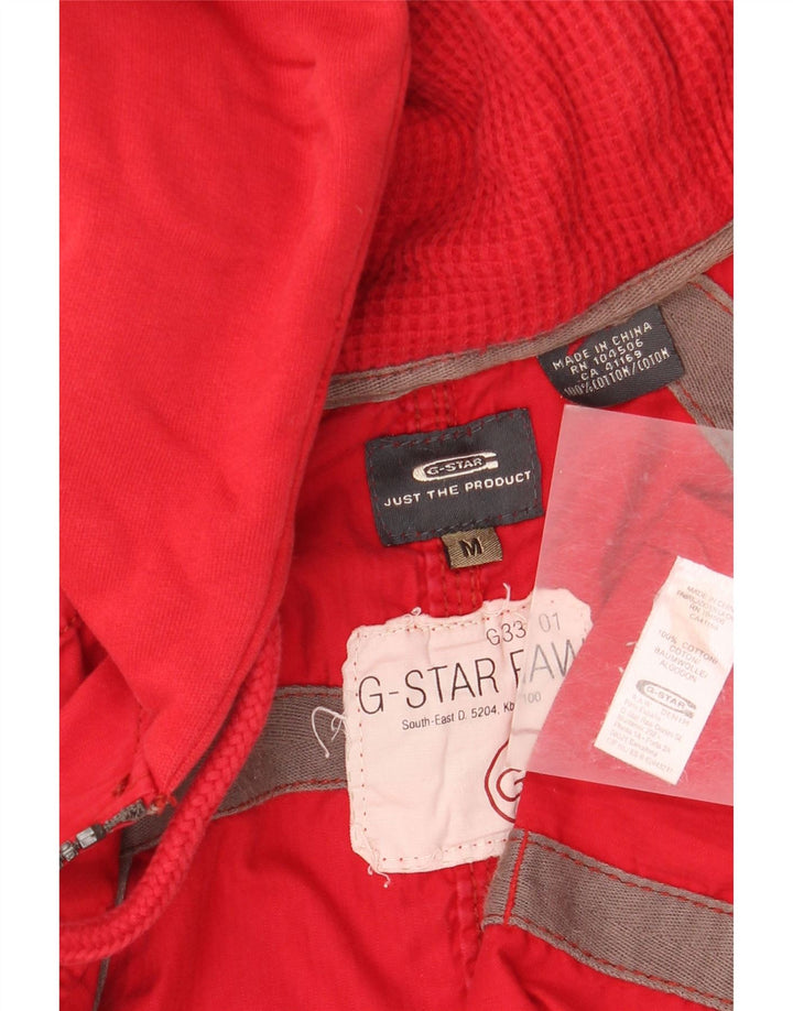 G Star Dame Hooded Utility Jacket UK 14 Medium Red Bomuld