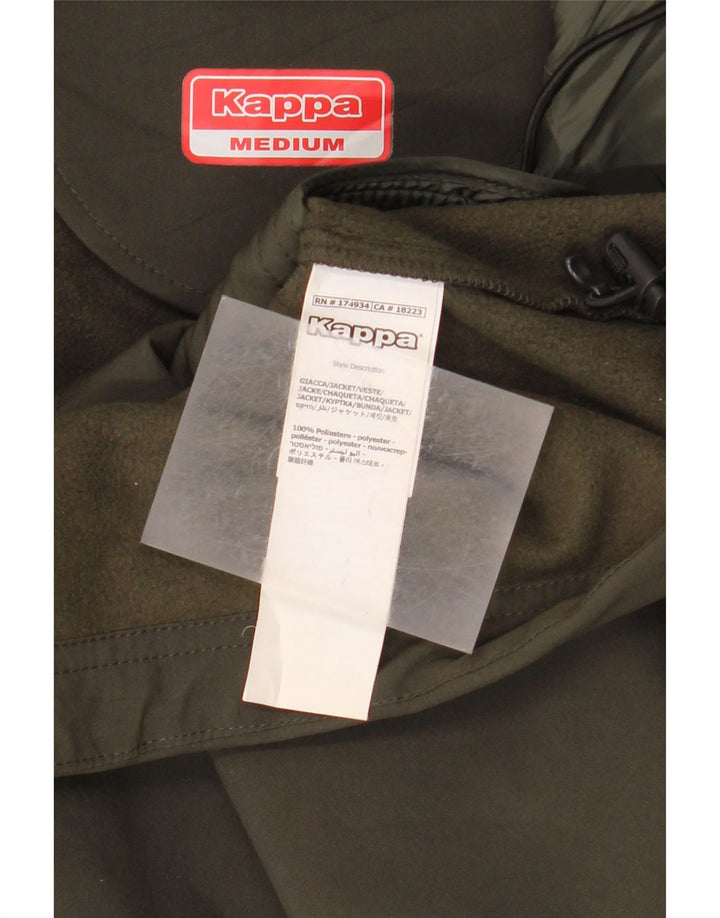 Kappa Dame Wurth Hooded Windbreaker Jacket UK 14 Medium Khaki Polyester