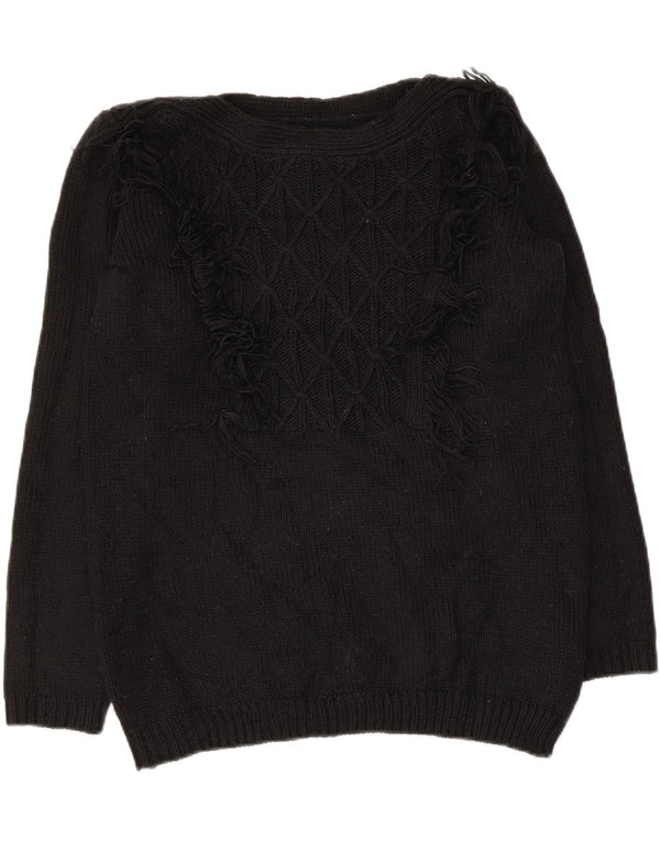 Joseph A Dame Boat Neck Jumper Sweater UK 10 Small Black Geometric