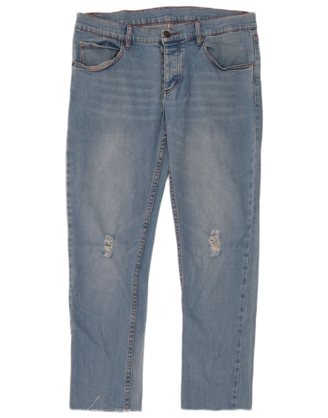 BILLIG MANDAY Herre Distressed Slim Jeans W32 L28 Blå Bomuld