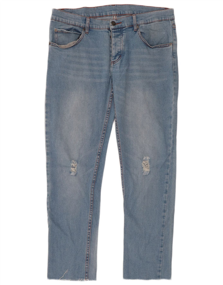 BILLIG MANDAY Herre Distressed Slim Jeans W32 L28 Blå Bomuld