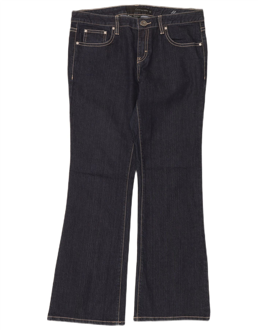 CALVIN KLEIN Dame Flared Jeans US 10 Medium W32 L30 Marineblå Bomuld