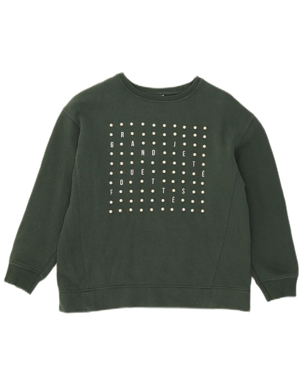 Zara Girls Graphic Sweatshirt Jumper 9-10 år Grøn Bomuld