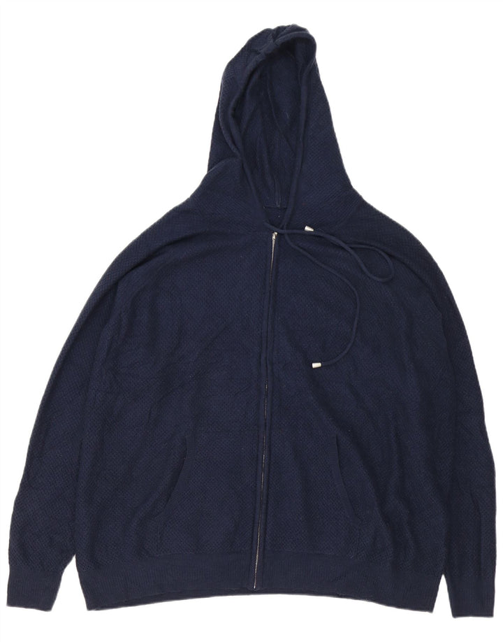 Marks & Spencer Herre Zip Neck Jumper Sweater XL Navy Blue Viscose