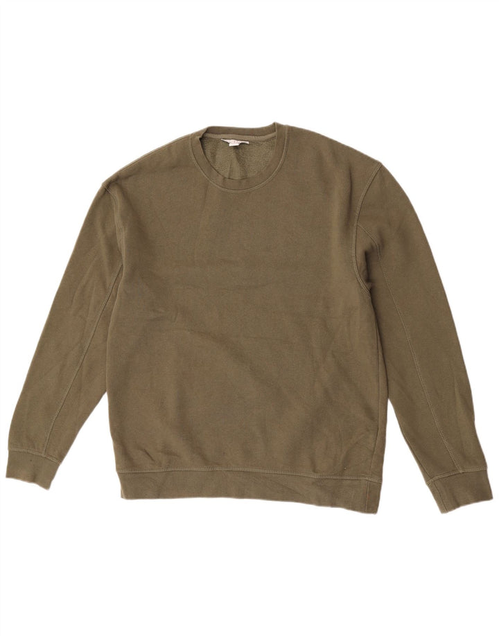 Topshop Dame Oversized Sweatshirt Jumper UK 10 Small Khaki Cotton