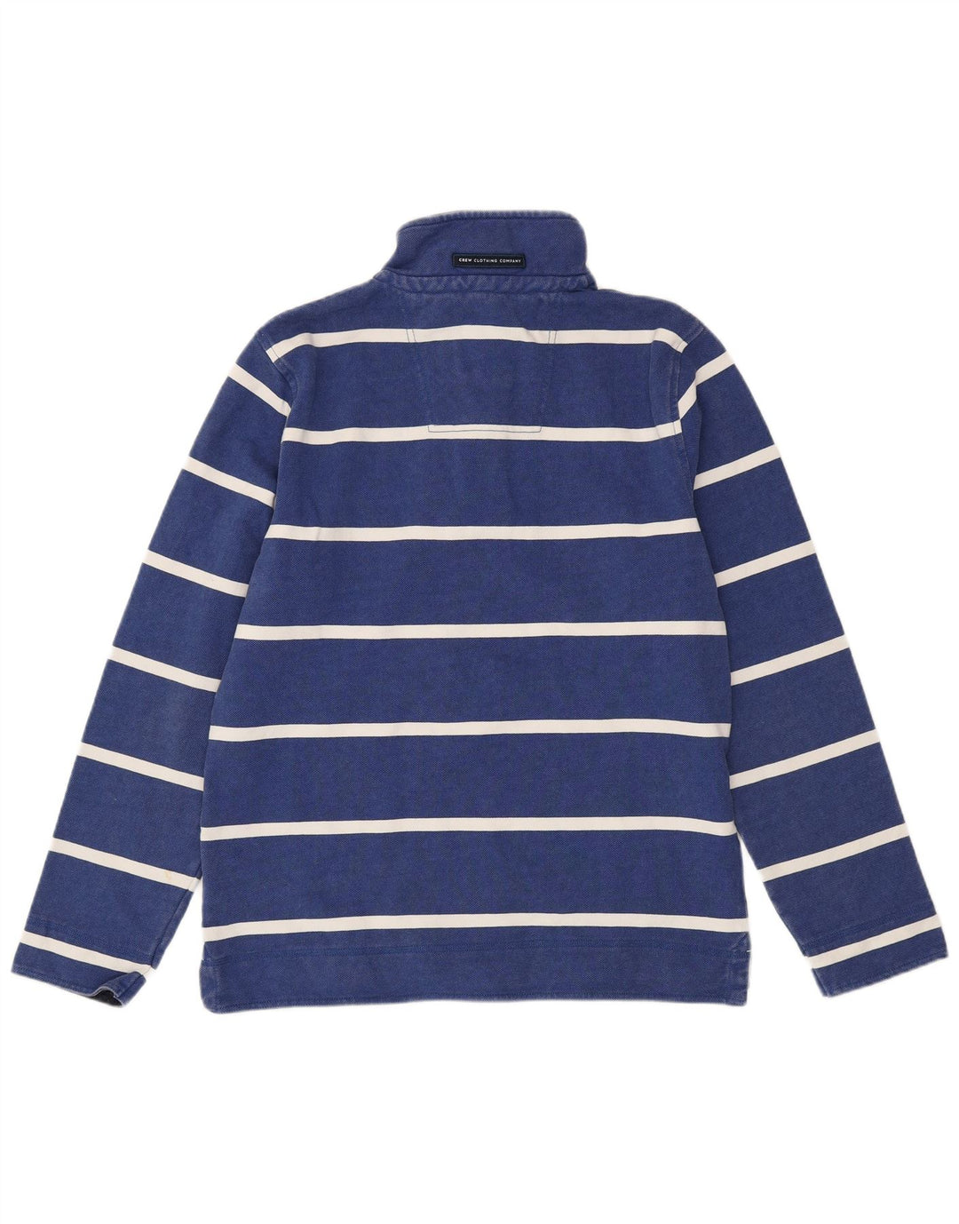 CREW TØJ Herre Button Neck Sweatshirt Jumper Medium Blå Stribet