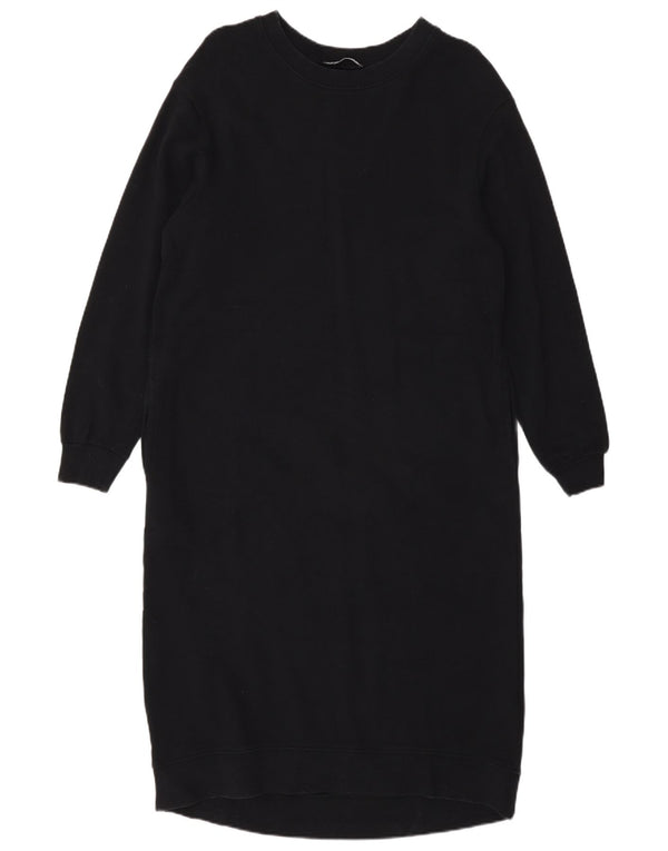 Zara Dame Langærmet Jumper Dress UK 10 Small Black Bomuld