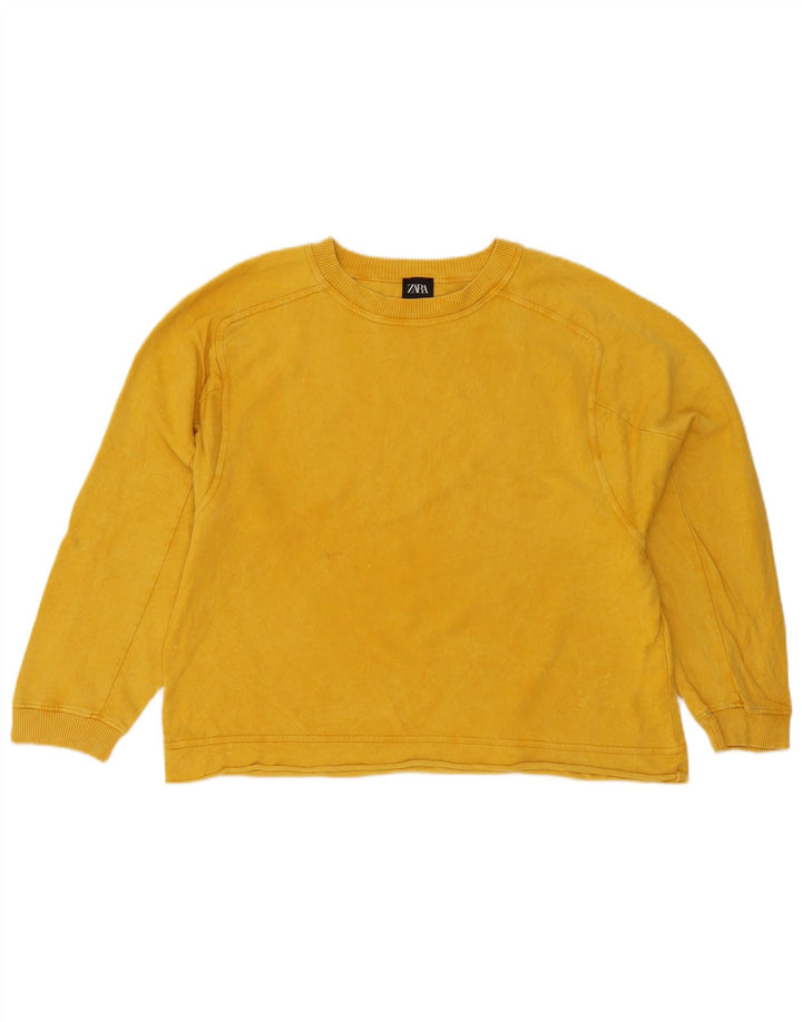 Zara Dame Oversized Sweatshirt Jumper UK 10 Lille Gul Bomuld