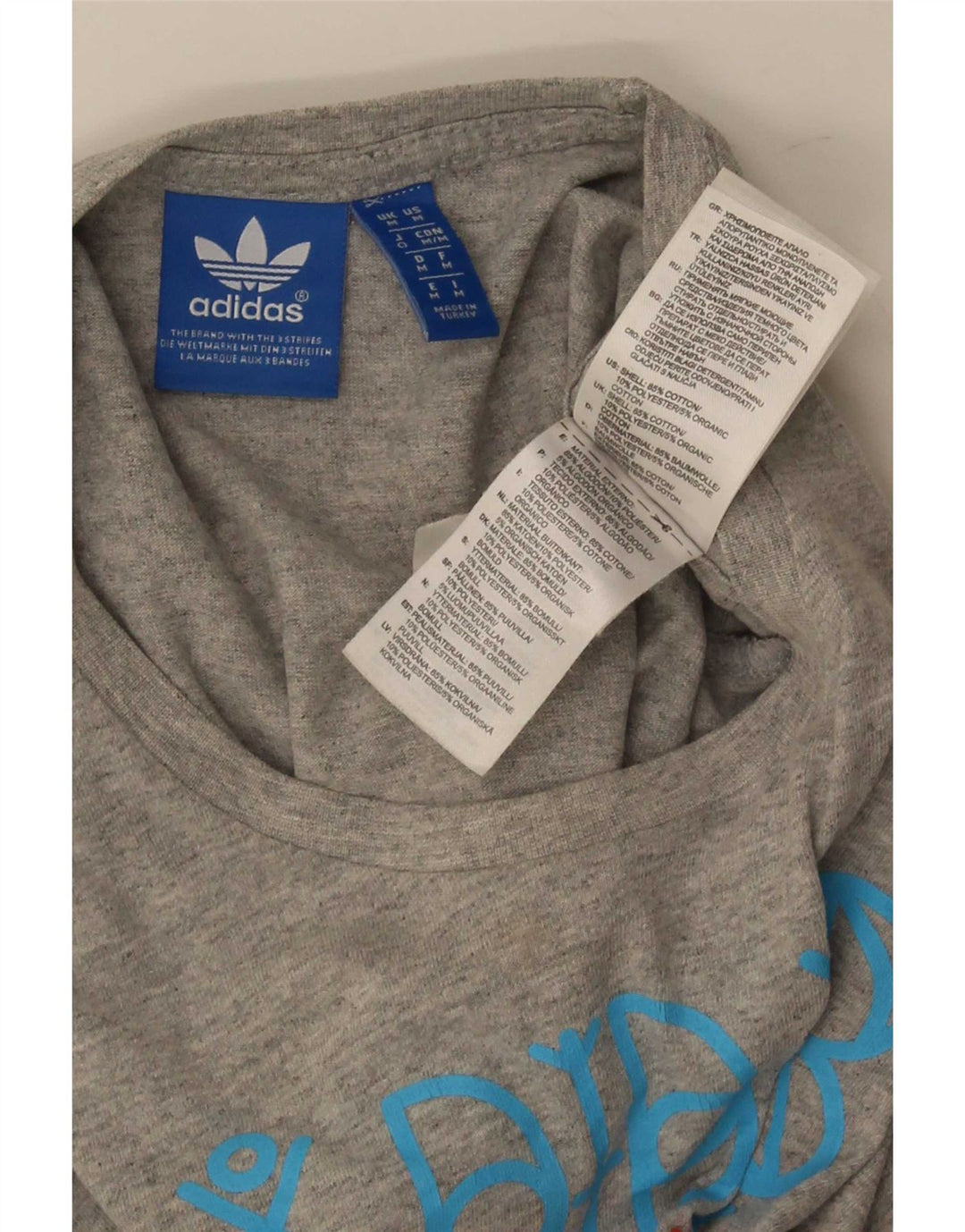 Adidas Herre grafisk T-shirt top mellemgrå bomuld
