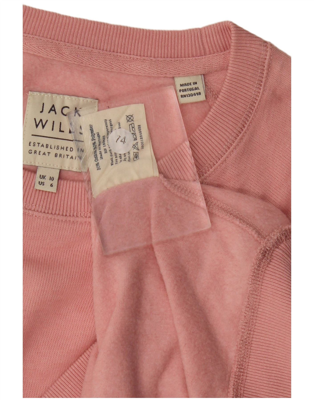 Jack Wills Dame Sweatshirt Jumper UK 10 Small Pink Bomuld