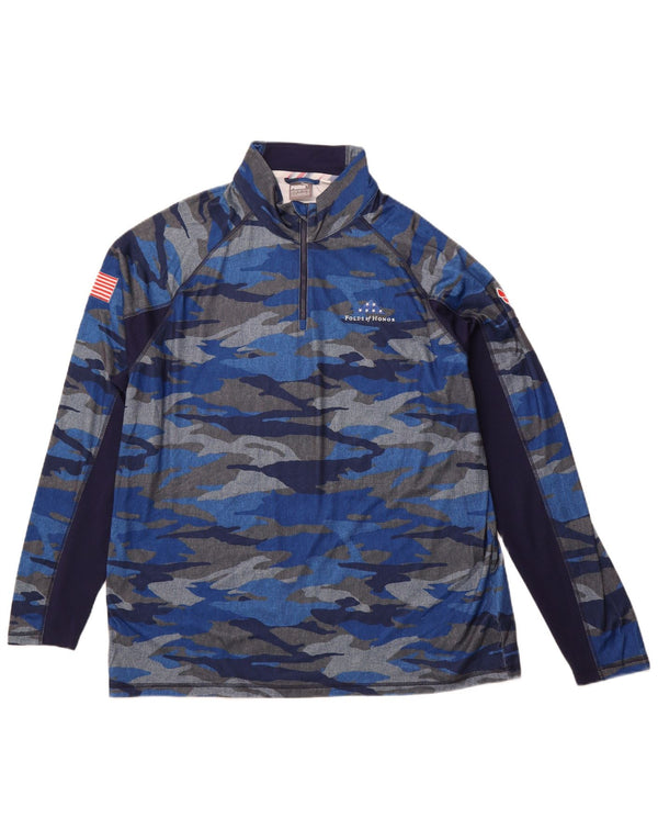 PUMA herre lynlås-hals top langærmet 2XL blå camouflage polyester