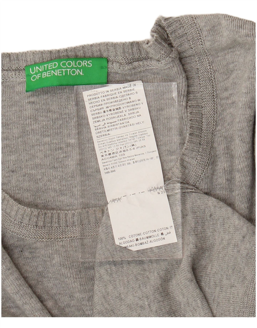 BENETTON Dame Boat Neck Jumper Sweater UK 10 Small Grey Bomuld