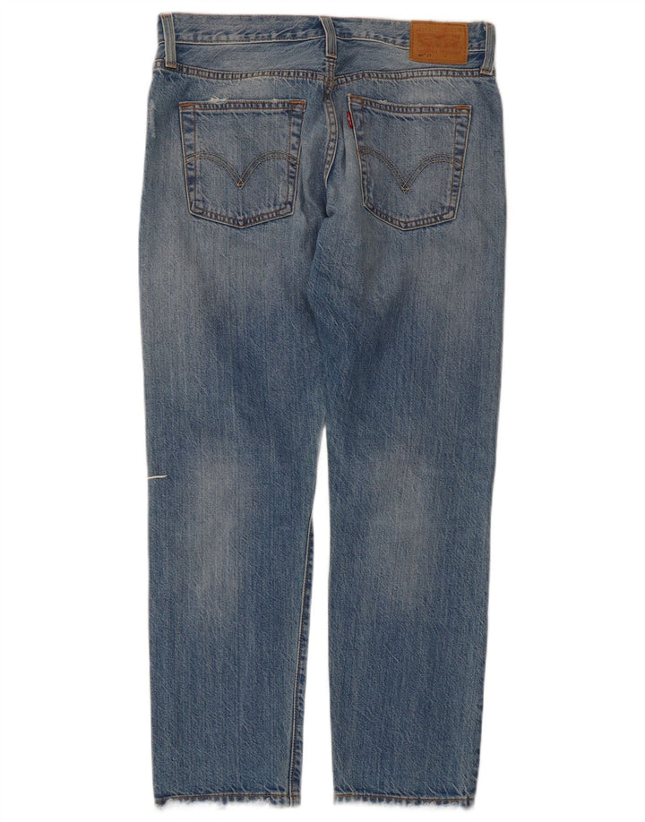 Levi's Dame 501 CT Distressed Straight Jeans W26 L27 Blå Bomuld